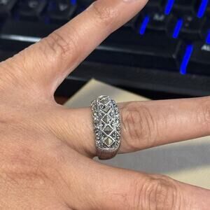 STERLING SILVER MARSALA CW SIGNED MARCASITES ART DECO INSPIRED RING SZ 9